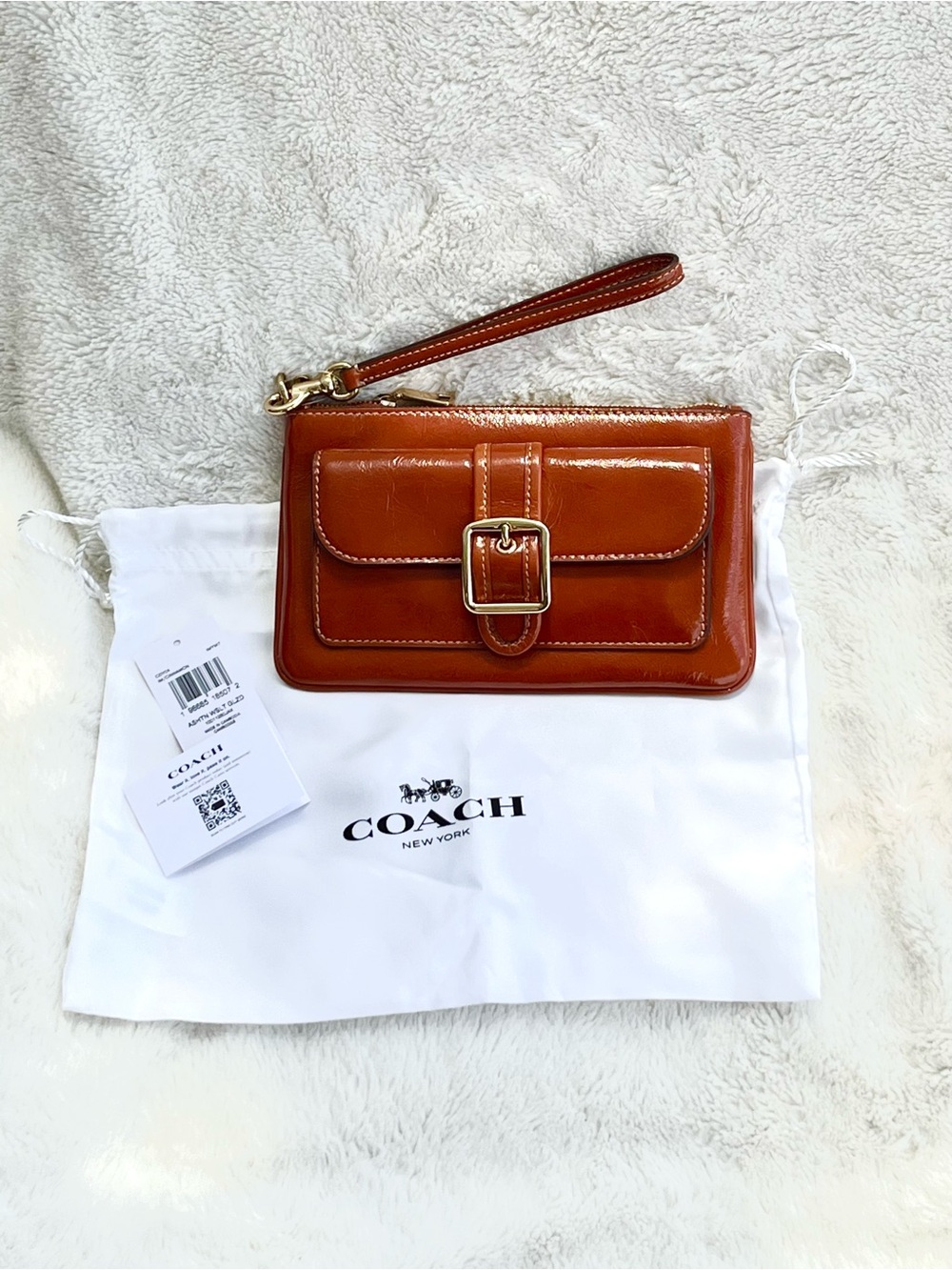 NWT COACH Ashton Glazed Leather Wristlet Clutch with Dust Bag